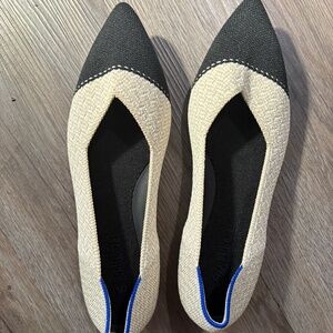 Rothy's Cream Herringbone The Point II Comfortable Pointed Toe Flat Size 6.5